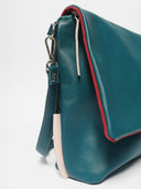 Kožna ženska torba Ava petrolej/crna