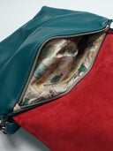 Kožna ženska torba Ava petrolej/crna