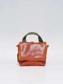 Kožna ženska torba Mira roza-naranđasto/zelena