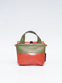 Kožna ženska torba Mira roza-naranđasto/zelena