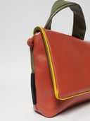 Kožna ženska torba Mira roza-naranđasto/zelena