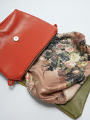 Kožna ženska torba Mira roza-naranđasto/zelena