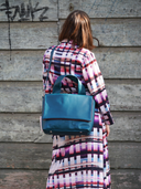 Kožna ženska torba Ava petrolej/crna