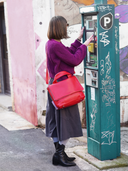 Kožna ženska torba Ava crvena/bež