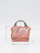 Kožna ženska torba Mira roza-naranđasto/zelena